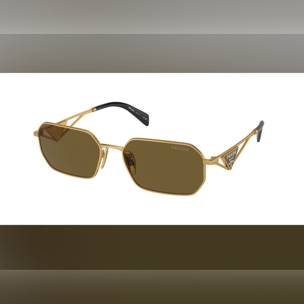 Prada Retro High Fashion Matte Gold Sunglasses.